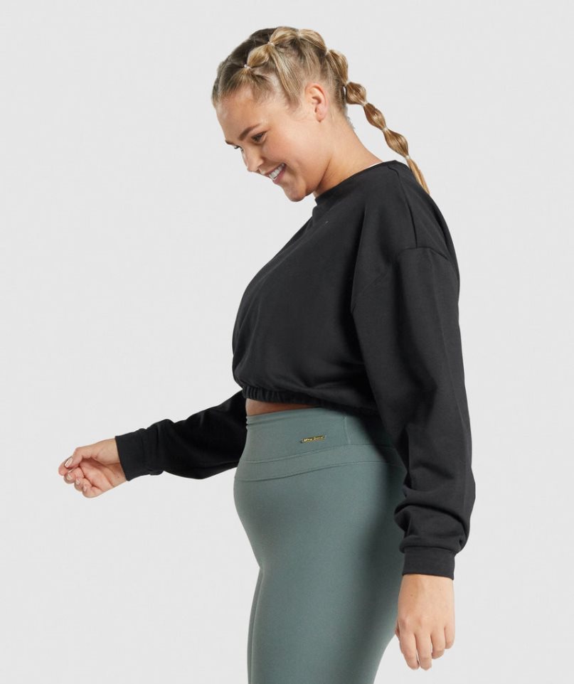 Gymshark Whitney Cropped Sweatshirts Damen Schwarz | 09824EGZT