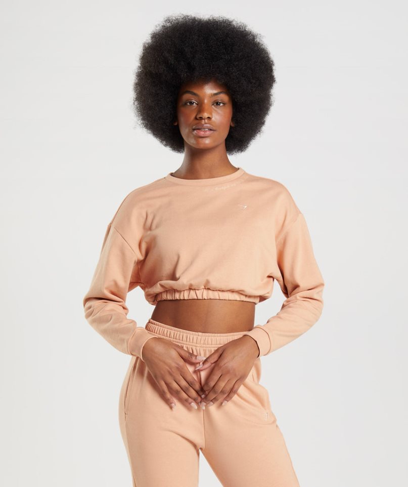 Gymshark Whitney Cropped Sweatshirts Damen Beige | 78920YQES