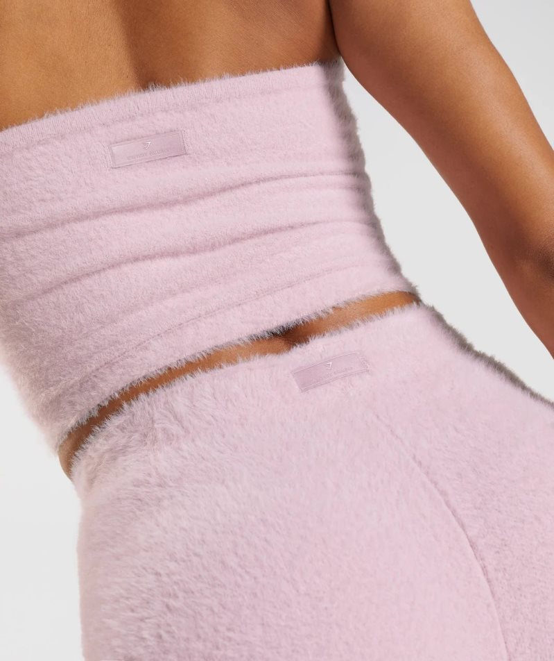 Gymshark Whitney Eyelash Knit Kurze Hose Damen Rosa | 12675CWHU