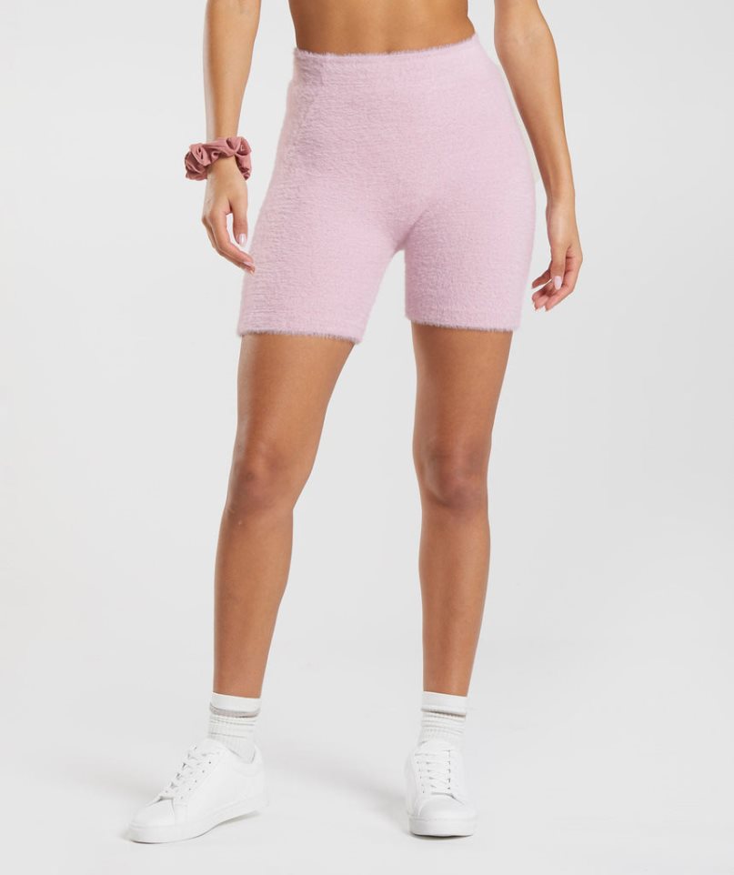 Gymshark Whitney Eyelash Knit Kurze Hose Damen Rosa | 12675CWHU