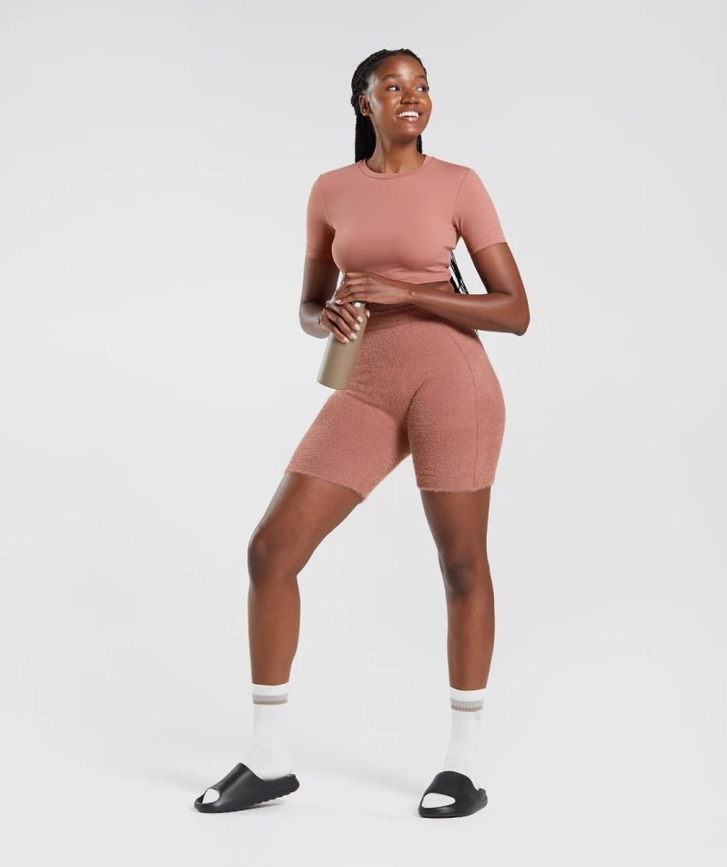 Gymshark Whitney Eyelash Knit Kurze Hose Damen Rosa | 41985IKGE