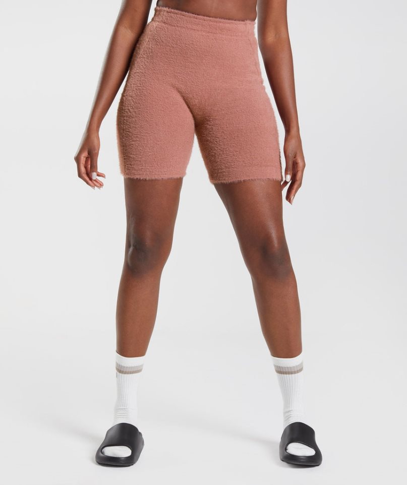 Gymshark Whitney Eyelash Knit Kurze Hose Damen Rosa | 41985IKGE