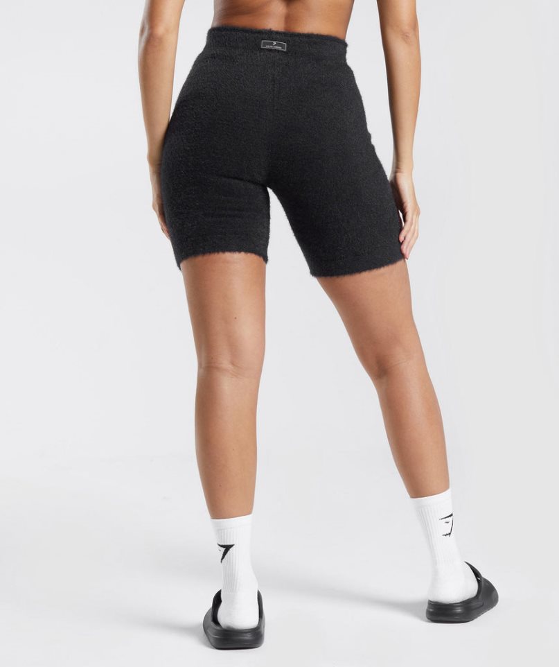 Gymshark Whitney Eyelash Knit Kurze Hose Damen Schwarz | 50694HMPO