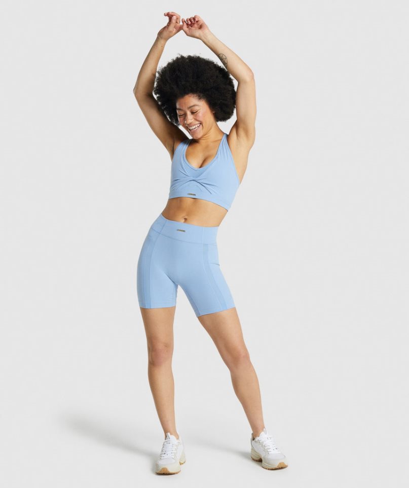 Gymshark Whitney Mesh Kurze Hose Damen Blau | 16380ICFM