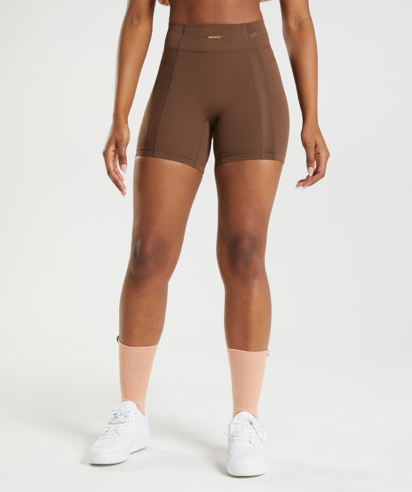 Gymshark Whitney Mesh Kurze Hose Damen Dunkelbraun | 13084QHIS