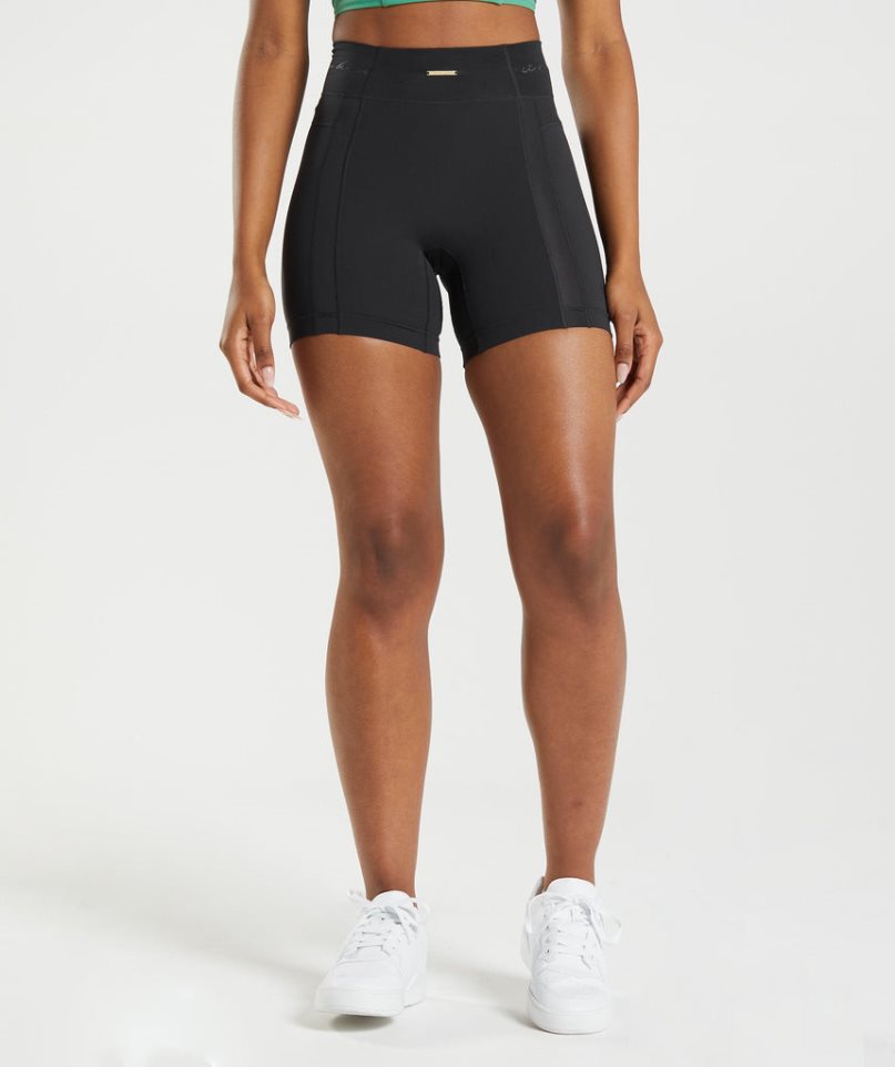 Gymshark Whitney Mesh Kurze Hose Damen Schwarz | 53128IOXY