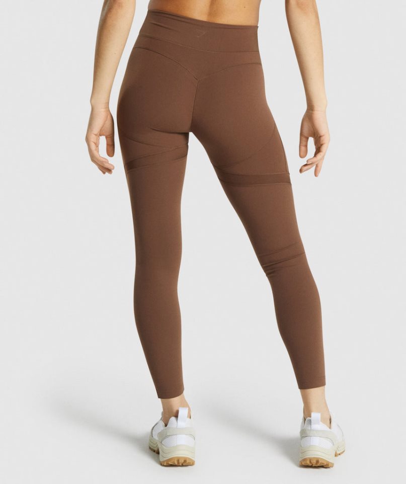 Gymshark Whitney Mesh Leggings Damen Braun | 60183MGHD