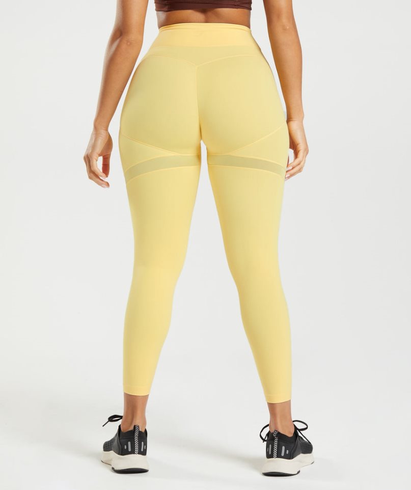 Gymshark Whitney Mesh Leggings Damen Gelb | 14230JTCL