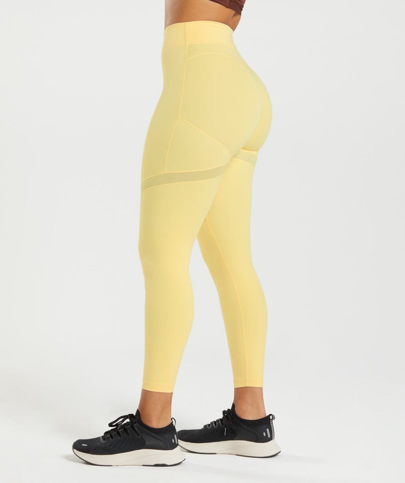 Gymshark Whitney Mesh Leggings Damen Gelb | 14230JTCL