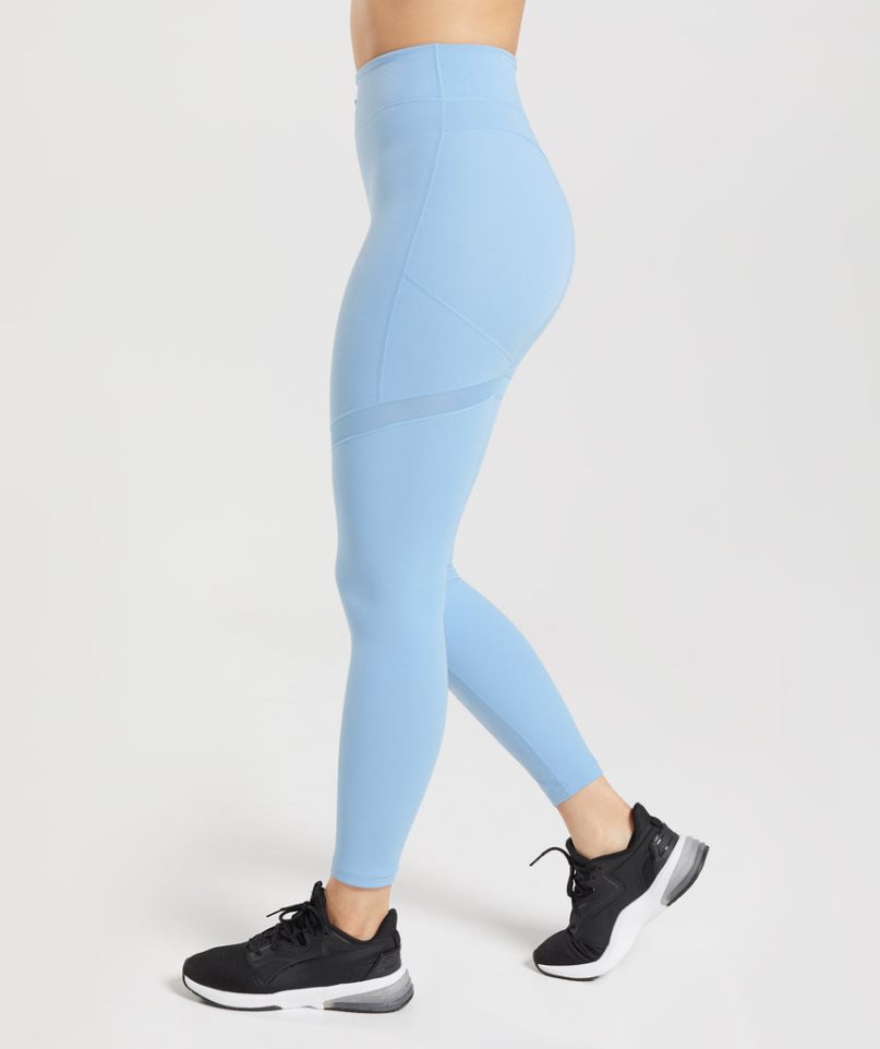 Gymshark Whitney Mesh Leggings Damen Hellblau | 34572CDPK