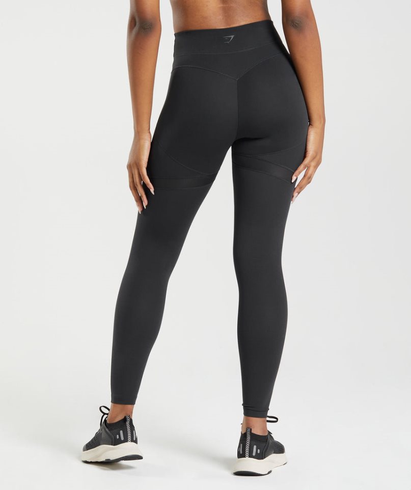 Gymshark Whitney Mesh Leggings Damen Schwarz | 81920JUVI