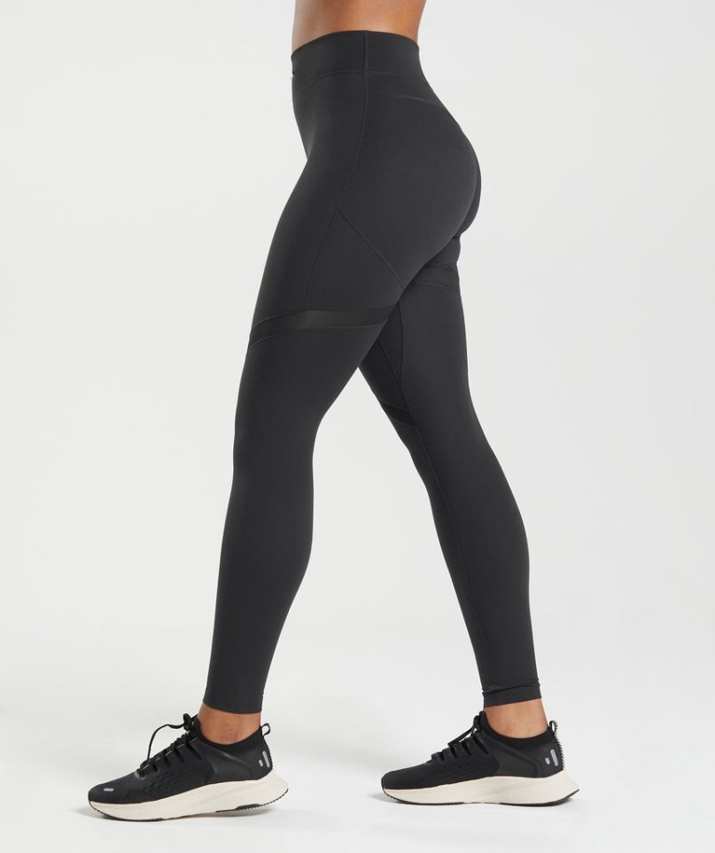 Gymshark Whitney Mesh Leggings Damen Schwarz | 81920JUVI