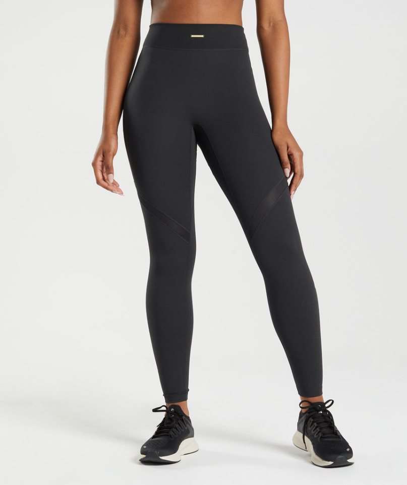 Gymshark Whitney Mesh Leggings Damen Schwarz | 81920JUVI