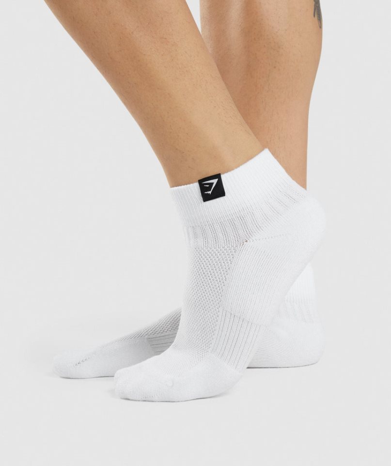 Gymshark Woven Tab Sneaker 3pk Socken Weiß | 65790IAFZ