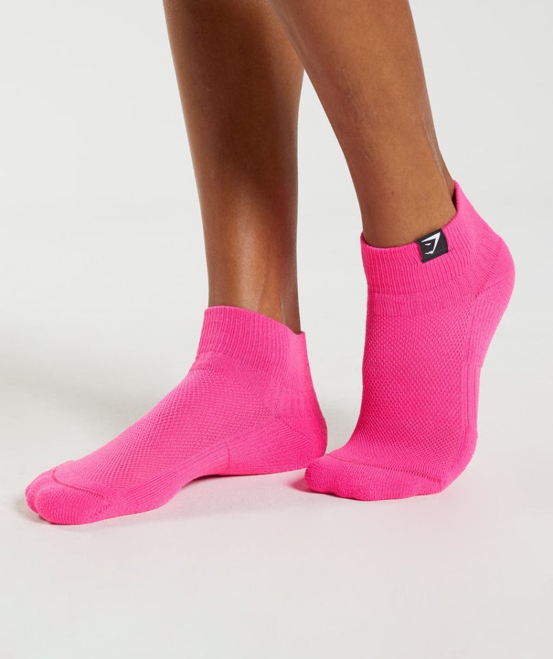 Gymshark Woven Tab Sneaker 3pk Socken Grün Rosa Fuchsie | 81097CGIX