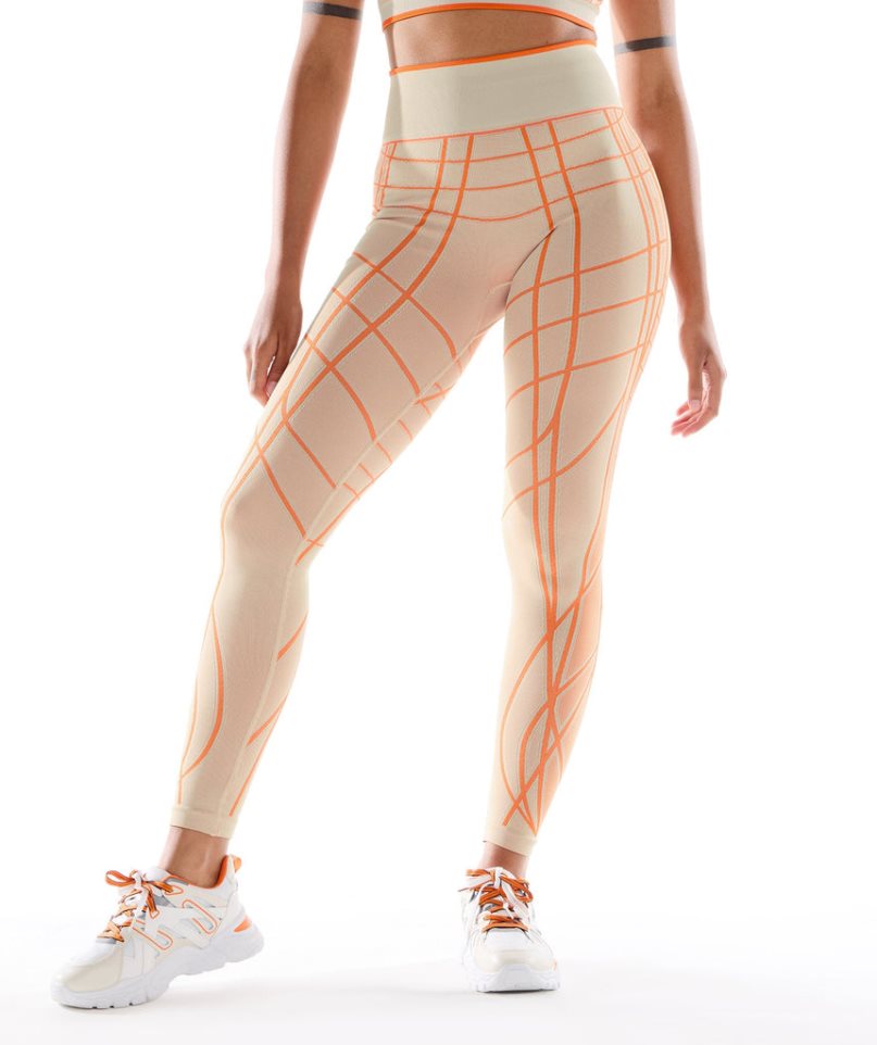 Gymshark Wtflex Linear Seamless Leggings Damen Orange | 71930GJRM