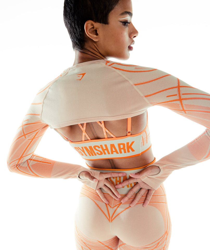 Gymshark Wtflex Linear Seamless Long Sleeve Shrug Sweatshirts Damen Orange | 40562GDEK