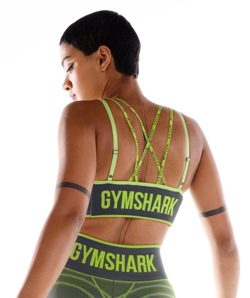 Gymshark Wtflex Linear Seamless Sport Bh Damen Grün | 02975LVKN