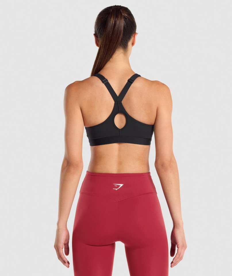 Gymshark Zip Up Sport Bh Damen Schwarz | 98507NBFE